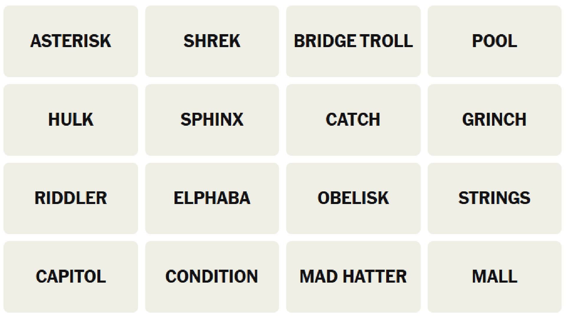 All NYT Connections words for today (Image via The New York Times)
