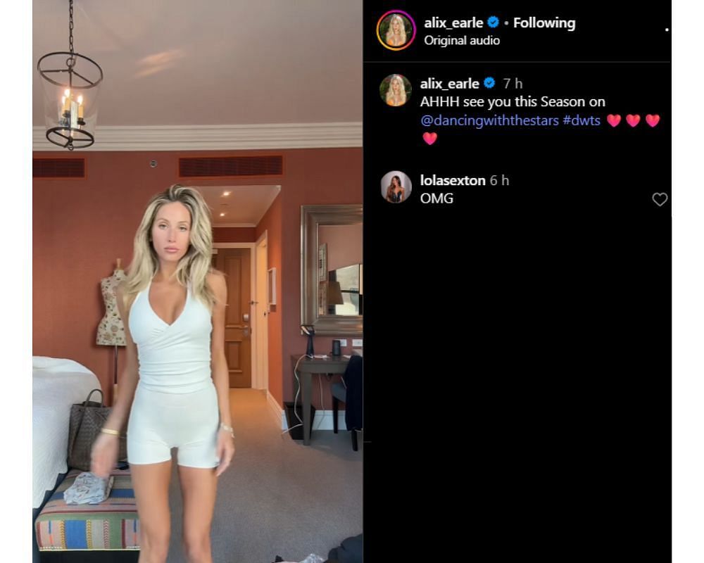 Jaxson Dart&#039;s ex Lola Sexton reacts as Braxton Berrios&#039; GF Alix Earle announces DWTS debut [IG/@alix_earle]