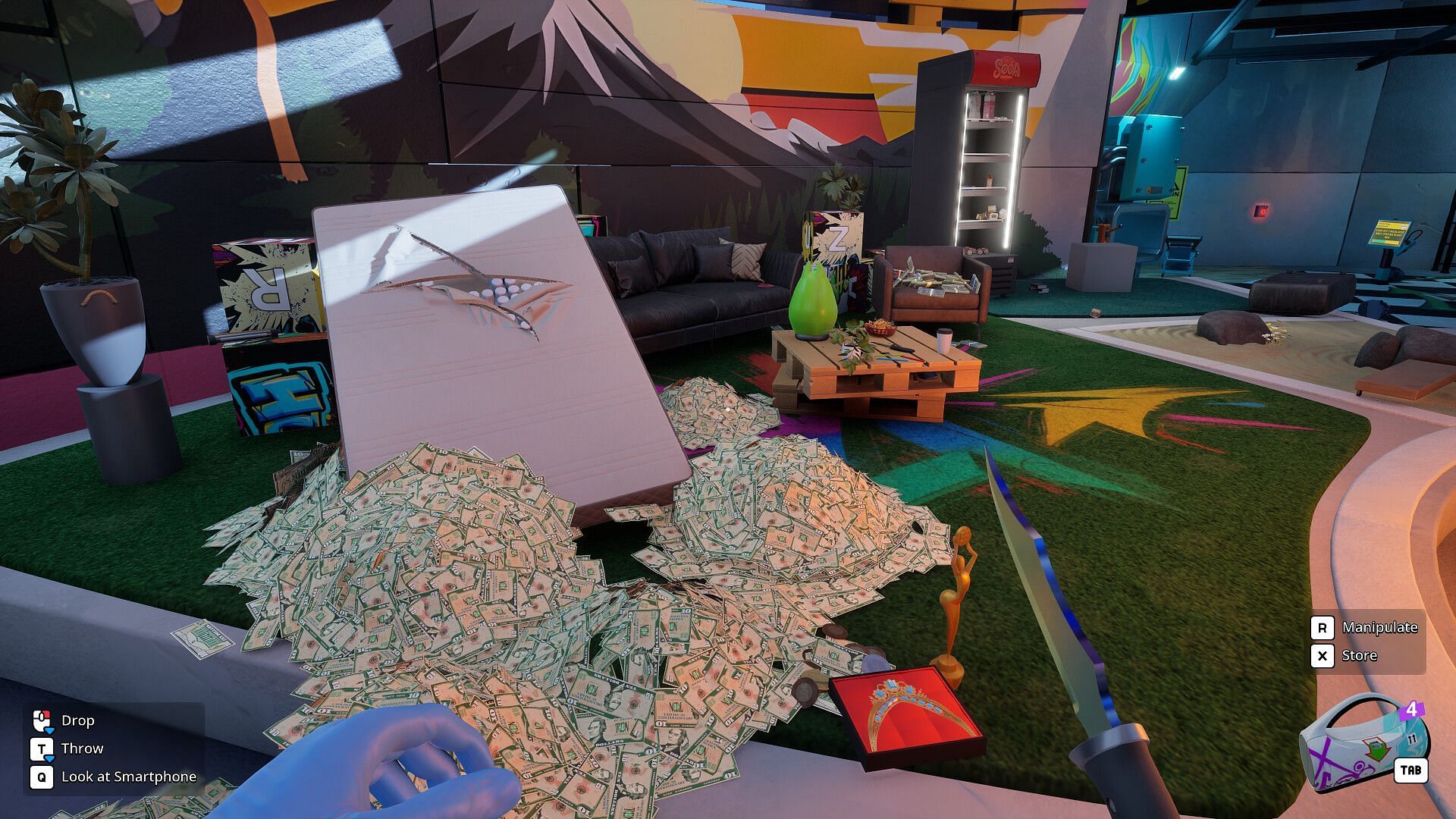 A guide to locate the Mortar Base in Cash Cleaner Simulator (Image via Forklift Interactive, Digital Pajamas)