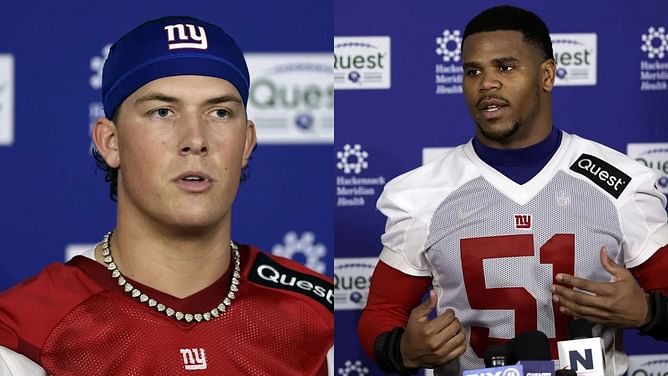 Abdul Carter drops his dream starting five to fellow Giants rookie Jaxson Dart’s star squad in ultimate fantasy face-off