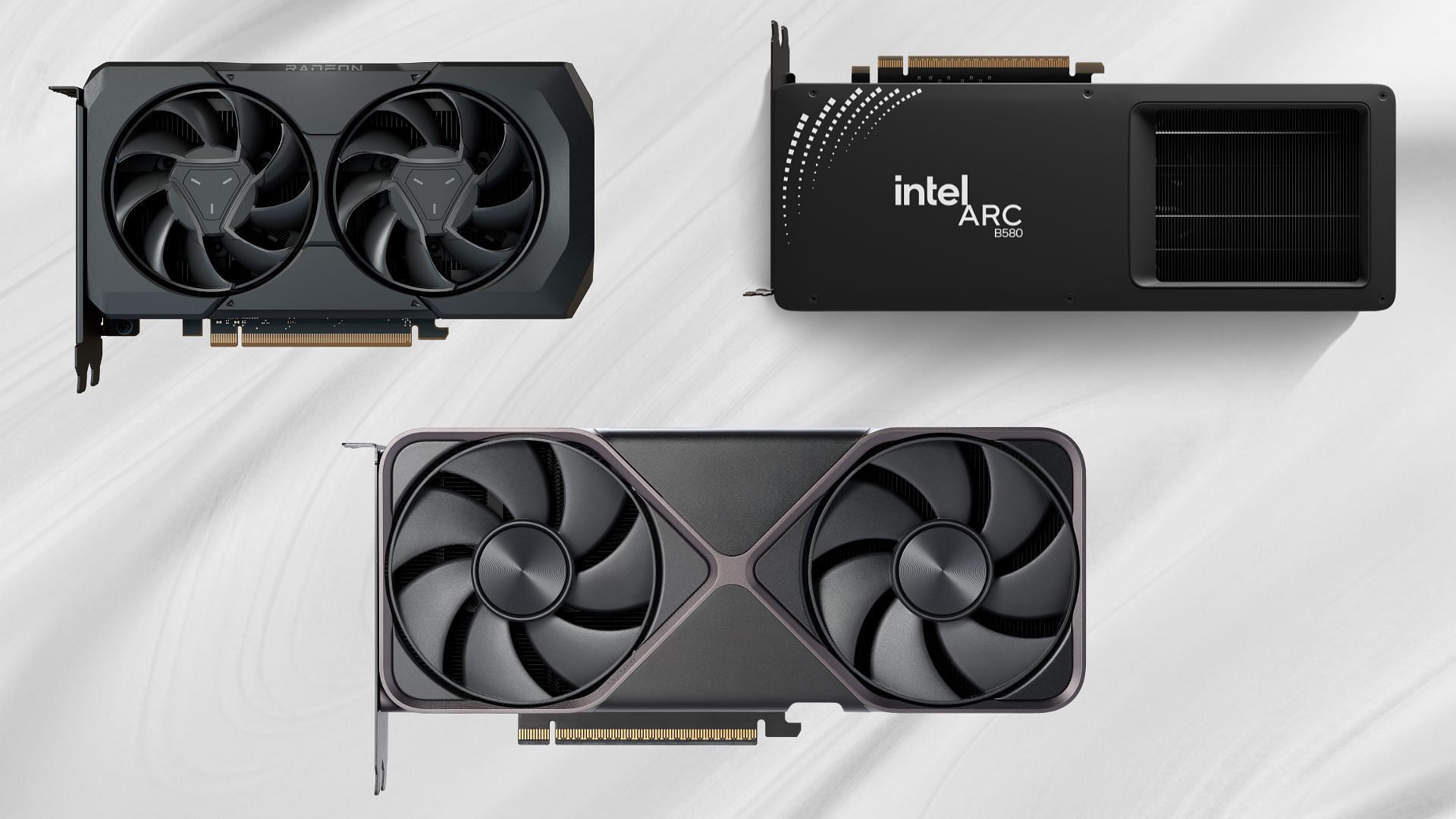 The best budget GPUs to check out in 2025 (Image via Nvidia, Intel, AMD)