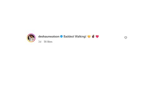 Watson commented on fiancee Jilly Anais' Instagram post. (Comment via Jilly Anais' Instagram)