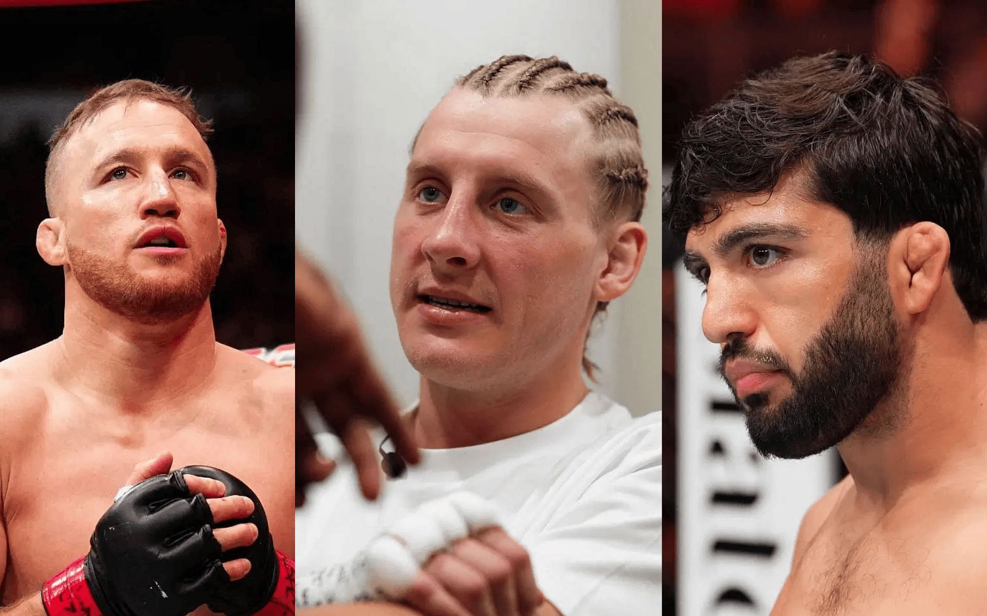 Paddy Pimblett (middle) reveals preferred opponent between Justin Gaethje (left) and Arman Tsarukyan (right). [Images courtesy: Getty]
