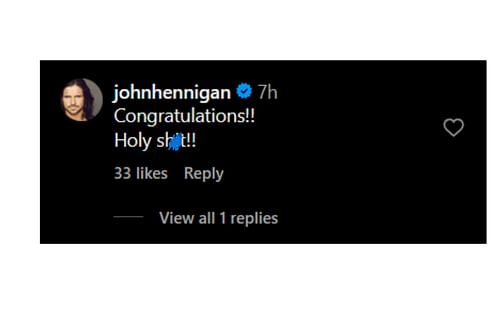John Morrison's comment on The Miz's latest Instagram post.