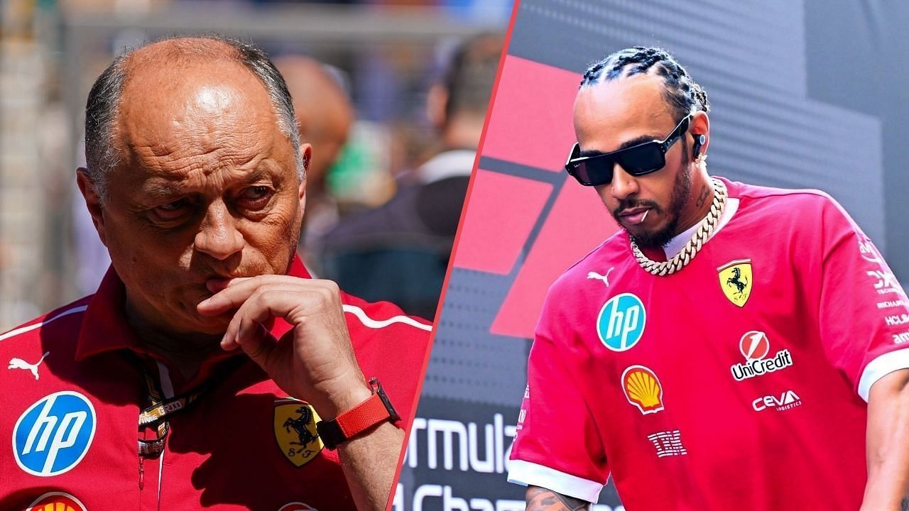 Frederic Vasseur (L) and Lewis Hamilton (R)