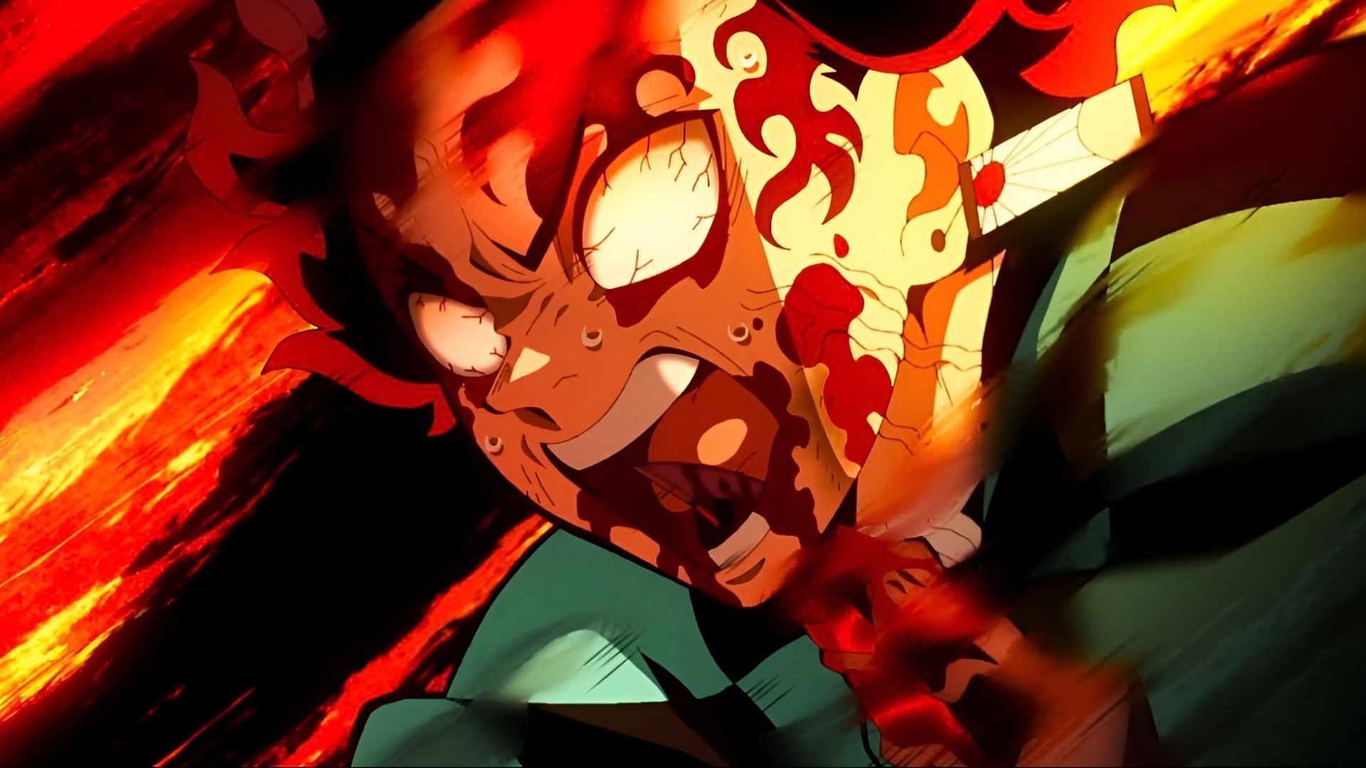 Tanjiro awakens his demon mark (Image via Ufotable)