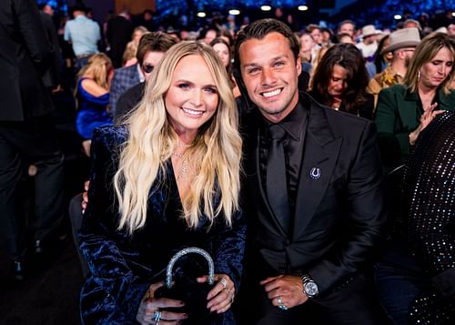 Miranda Lambert with husband Brendan McLoughlin at the 60th Academy of Country Music Awards (Image via Getty)