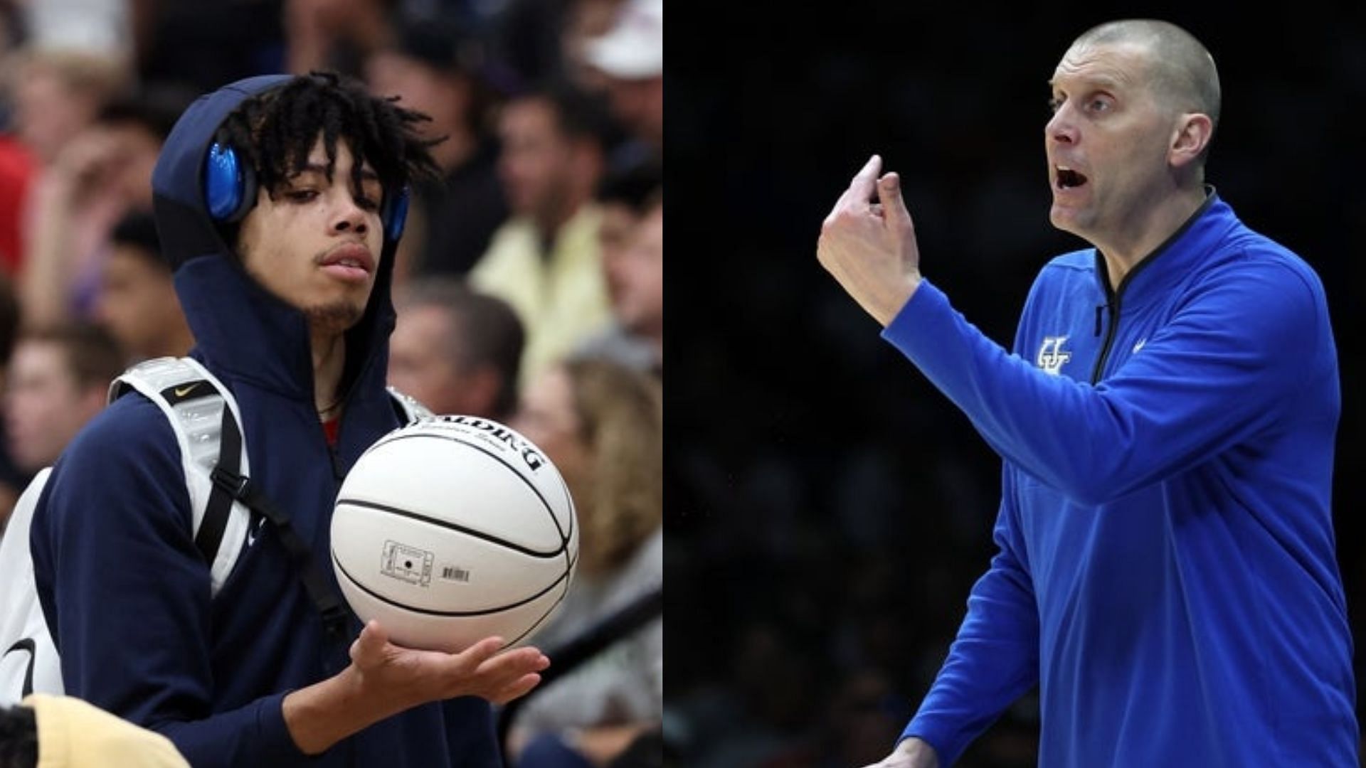 Tyran Stokes and Kentucky coach Mark Pope 