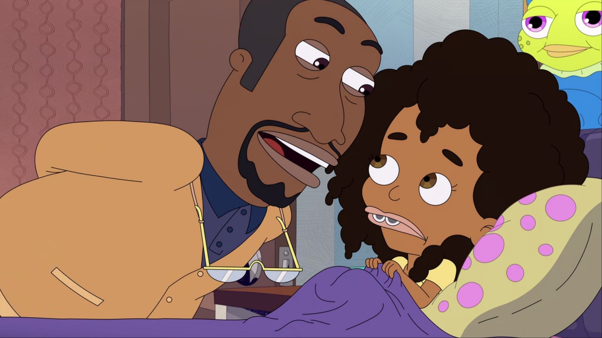 Missy struggles with overwhelming anxiety as her parents try to comfort her before her first day of high school. (Image via Netflix)