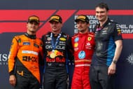 (L-R) Lando Norris, Max Verstappen, and Charles Leclerc on the 2024 Imola podium. Source: Getty