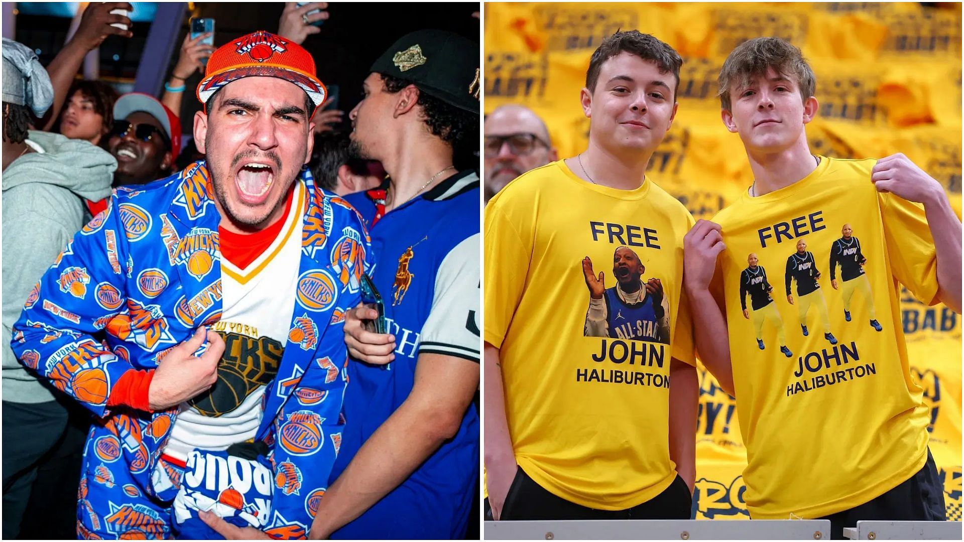 Punches thrown as massive fight breaks out between Knicks and Pacers fans after Game 3. (Photos: GETTY)