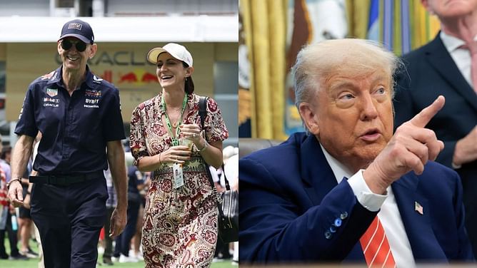 Adrian Newey's wife Amanda Newey reacts to a hilarious video featuring US president Donald Trump's AI generated likeness