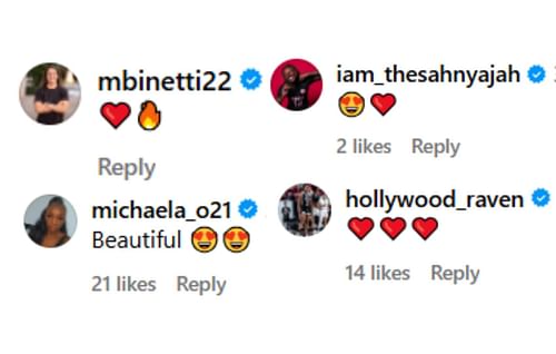 Johnson, Michaela Onyenwere, Sahnya Jah and Molly Binetti reacted to Kamilla Cardoso's post | via @kamilla_cardoso/ig