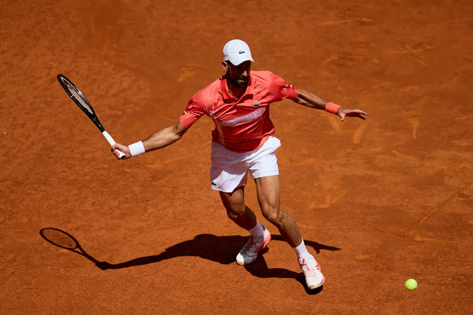 Djokovic in action at the Mutua Madrid Open - Day Five - Source: Getty