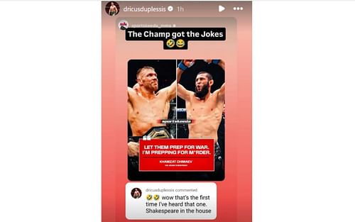 Dricus du Plessis responds to Khamzat Chimaev's comments [Image courtesy: @dricusduplessis on Instagram]