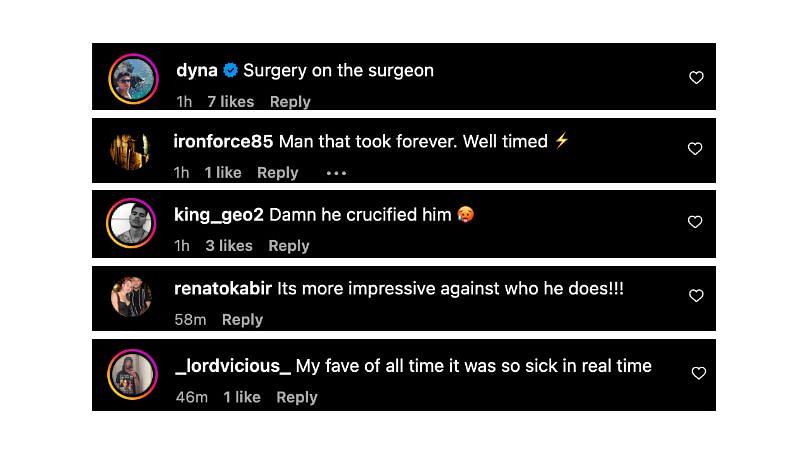 Screenshot of comments. [ONE Championship/Instagram]