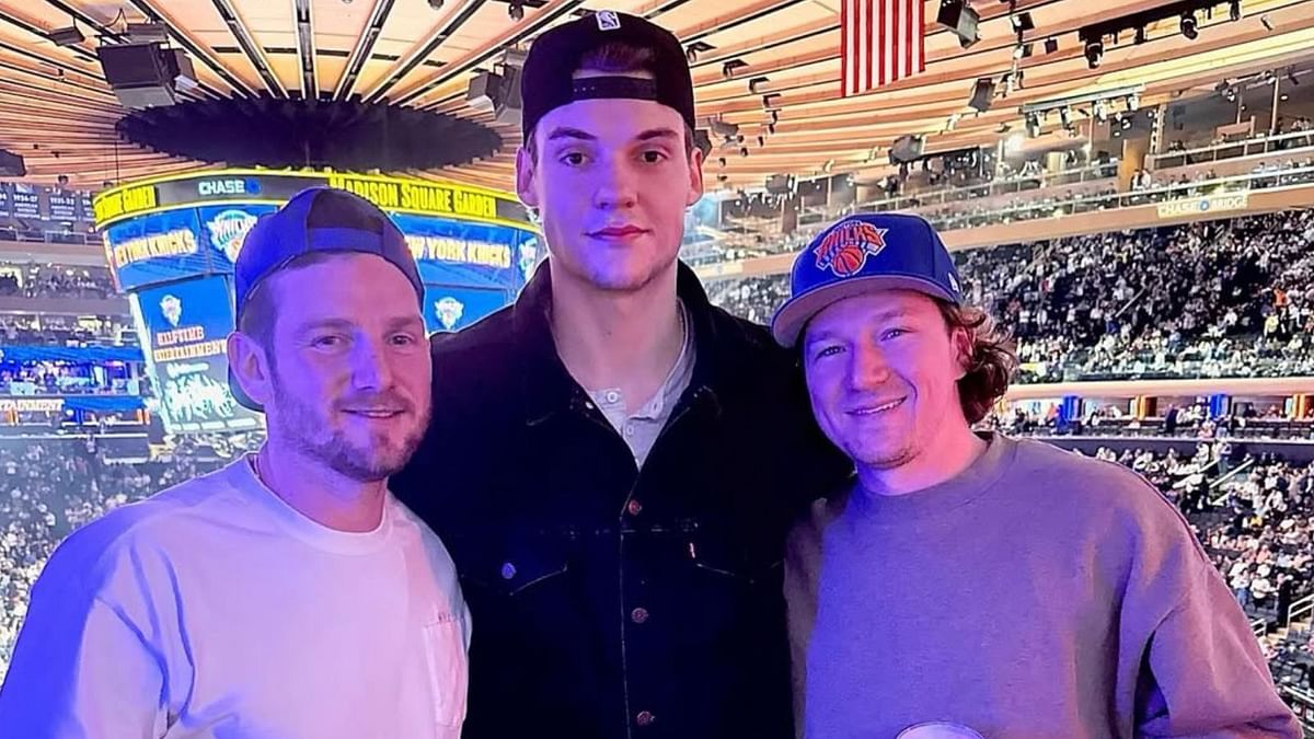Rangers' Matt Rempe, Tyler Toffoli & Jonathan Quick turn up at Madison Square Garden to attend Knicks-Pacers Game 2