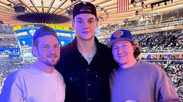 Matt Rempe, Tyler Toffoli &amp; Jonathan Quick turn up at Madison Square Garden to attend Knicks-Pacers Game 2