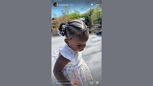 Robel shares a picture of her daughter's new hairstyle on her IG story. (Credits: @coutureinc2/Instagram)
