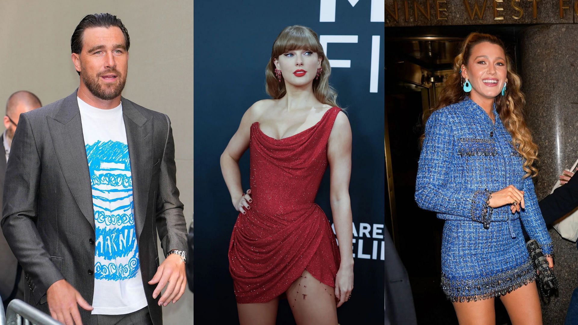 Travis Kelce, Taylor Swift, and Blake Lively (All images via Getty)
