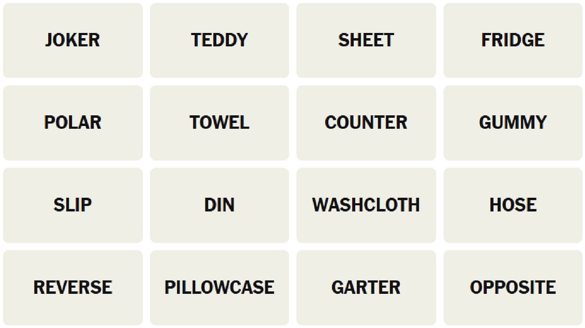 All NYT Connections words for today (Image via The New York Times)