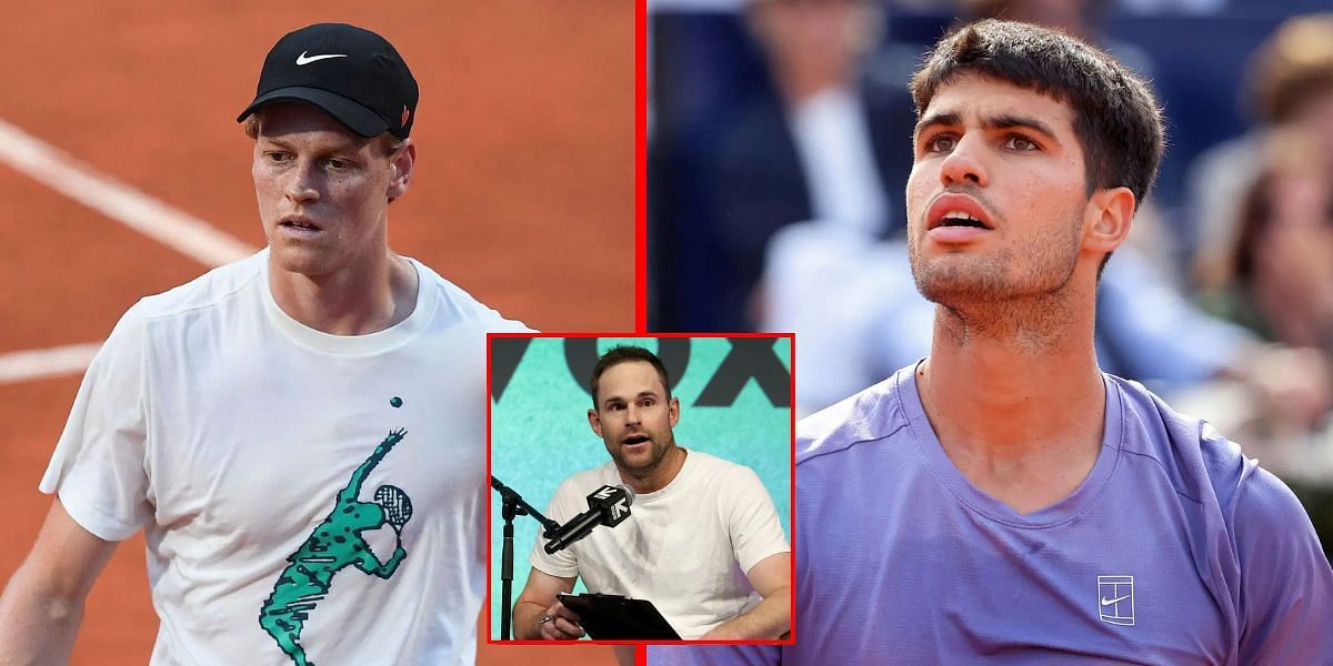 Jannik Sinner (L) Carlos Alcaraz (R) Andy Roddick (inset) | GETTY