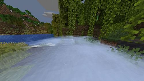 Particle rain replaces rain and other weather effects, along with adding some new visuals (Image via Sportskeeda Gaming || Mojang Studios)