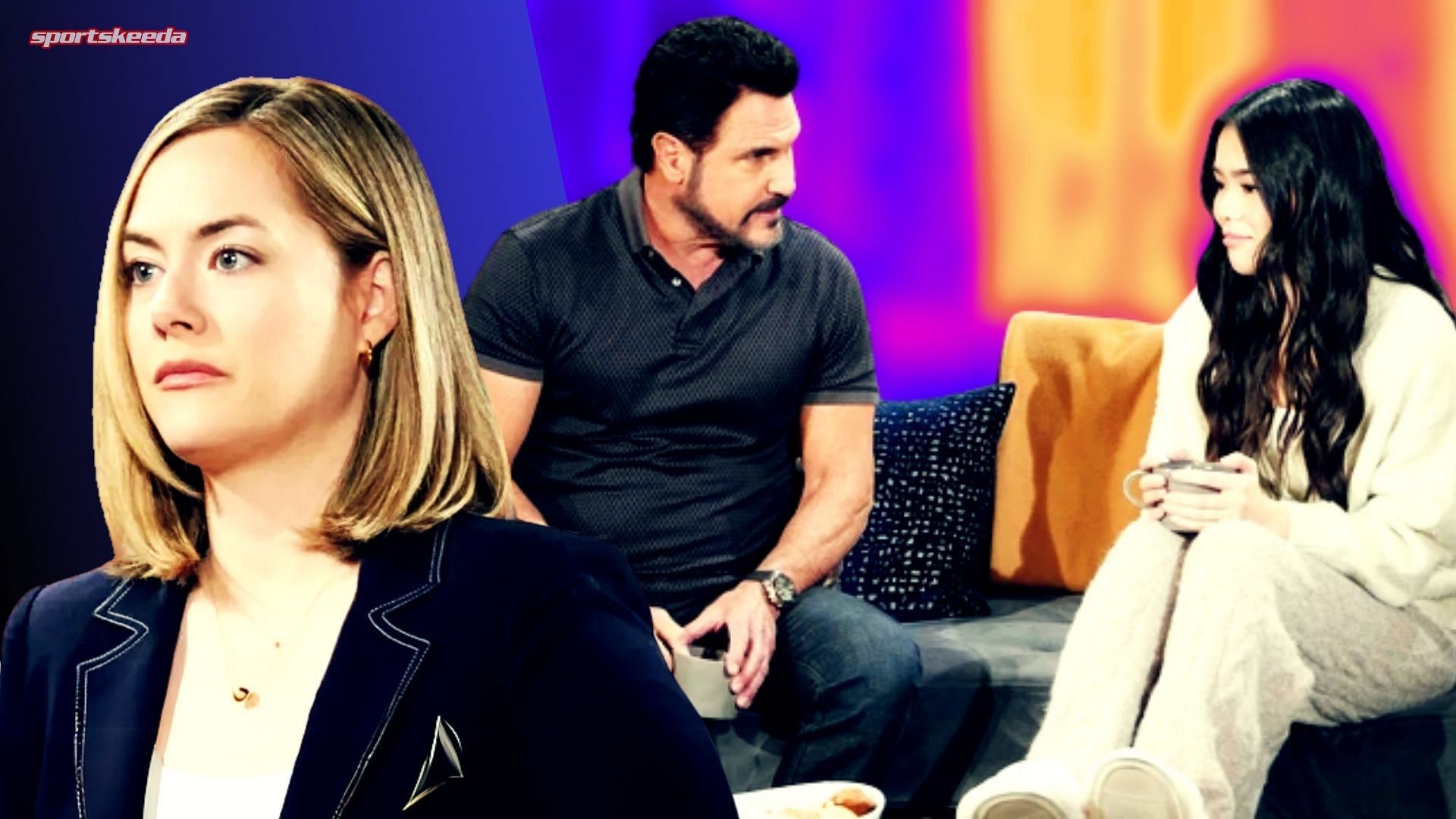 Hope, Bill and Luna on The Bold and the Beautiful (Custom edit by Sportskeeda, Original Image [CBS])