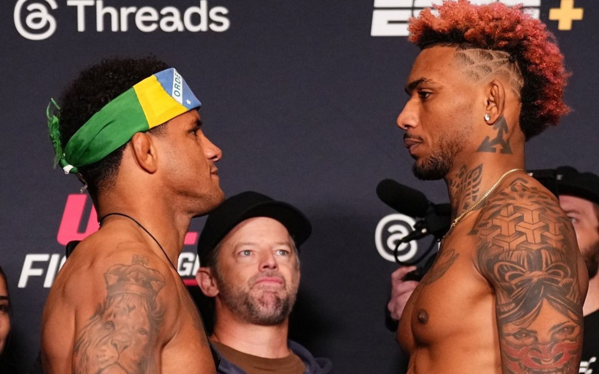 Gilbert Burns (left) takes on Michael Morales (right). [Image courtesy: @ufc on Instagram]