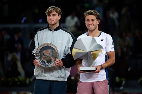 Draper with the runner-up trophy in the Mutua Madrid Open - Day Thirteen - Source: Getty