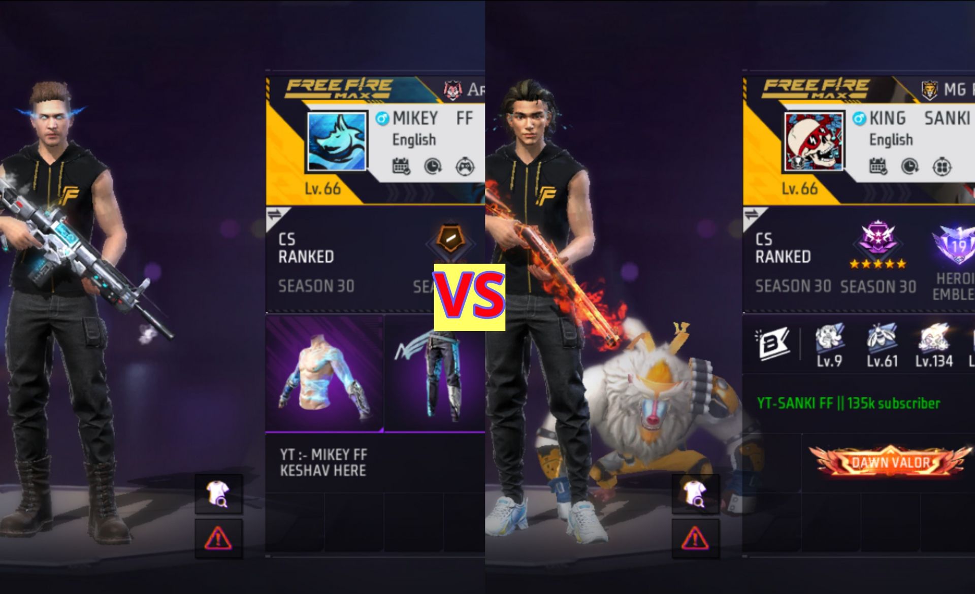 Mikey FF vs Sanki FF: किसके Free Fire MAX में बेहतर क्लैश स्क्वाड स्टैट्स हैं?