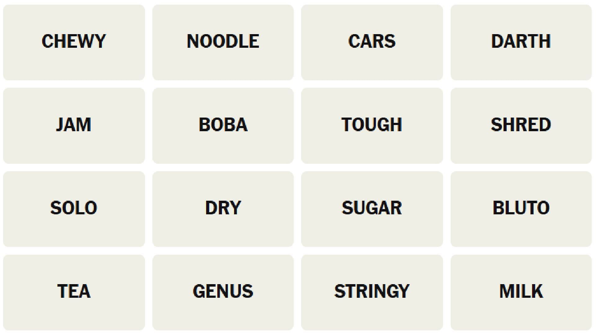 All NYT Connections words for today (Image via The New York Times)