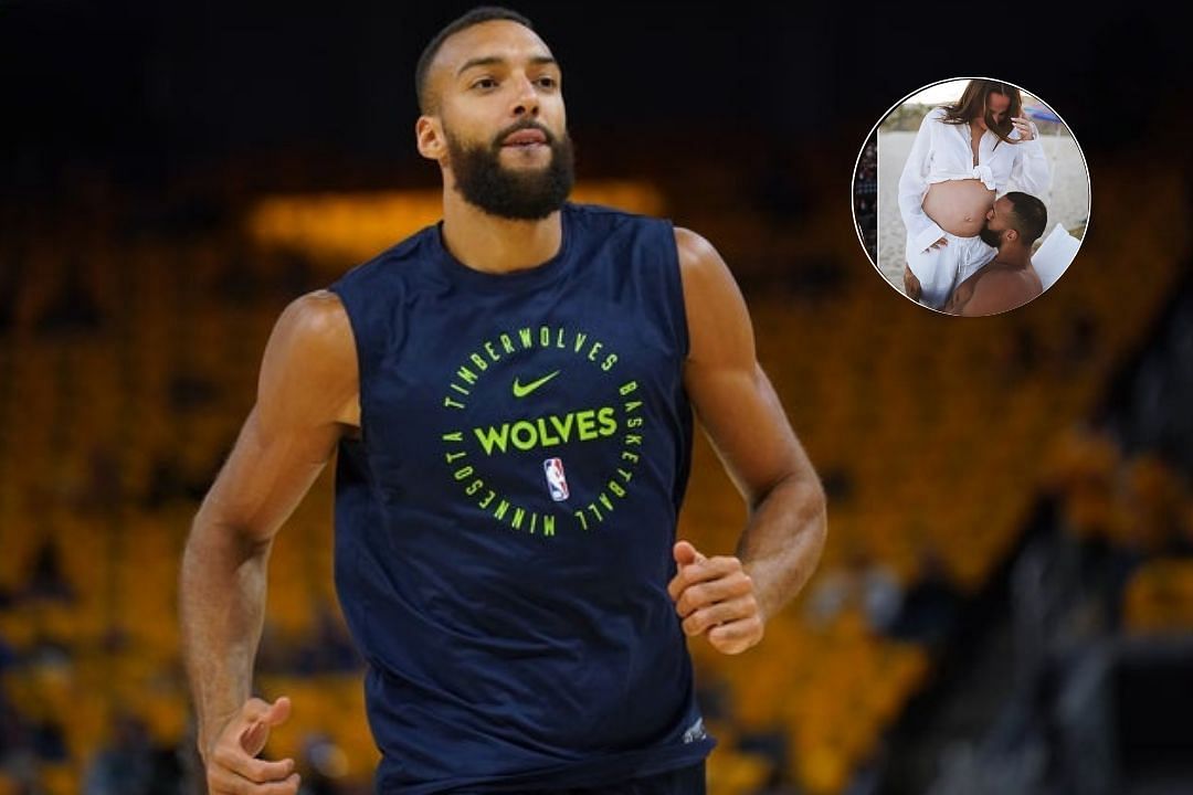 Rudy Gobert warms up for the Minnesota Timberwolves during the playoffs, Gobert with Julia Bonilla before their rumored split