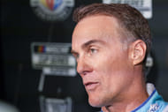 Kevin Harvick answers questions from the media at the Charlotte Convention Center. Source: Imagn