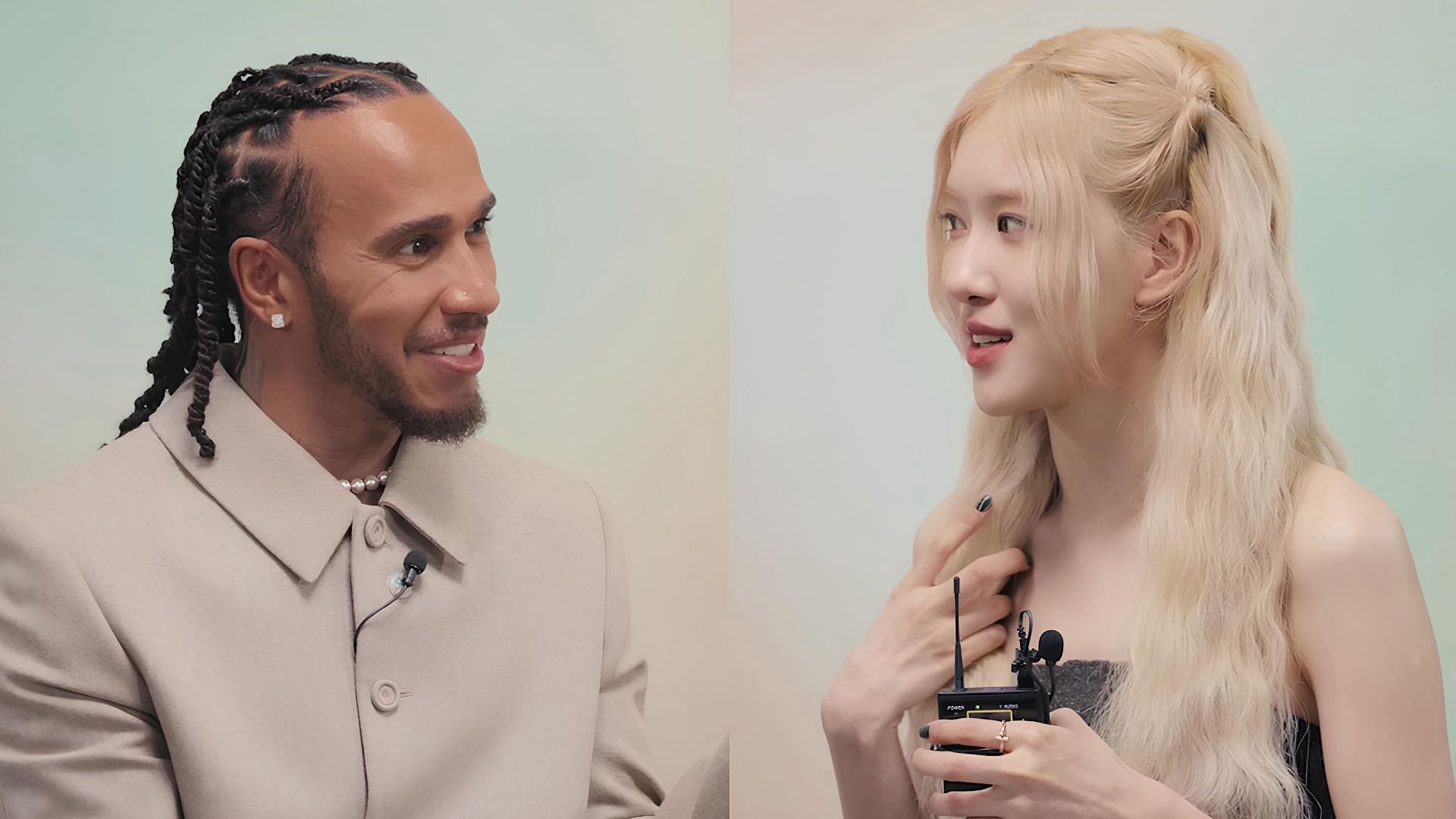 Lewis Hamilton and BLACKPINK&rsquo;s Ros&eacute; (Image via YouTube/RIMOVA)