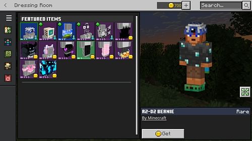 Head into the dressing room and claim the free Star Wars R2-D2 Beanie in Minecraft Bedrock (Image via Sportskeeda Gaming || Mojang Studios)