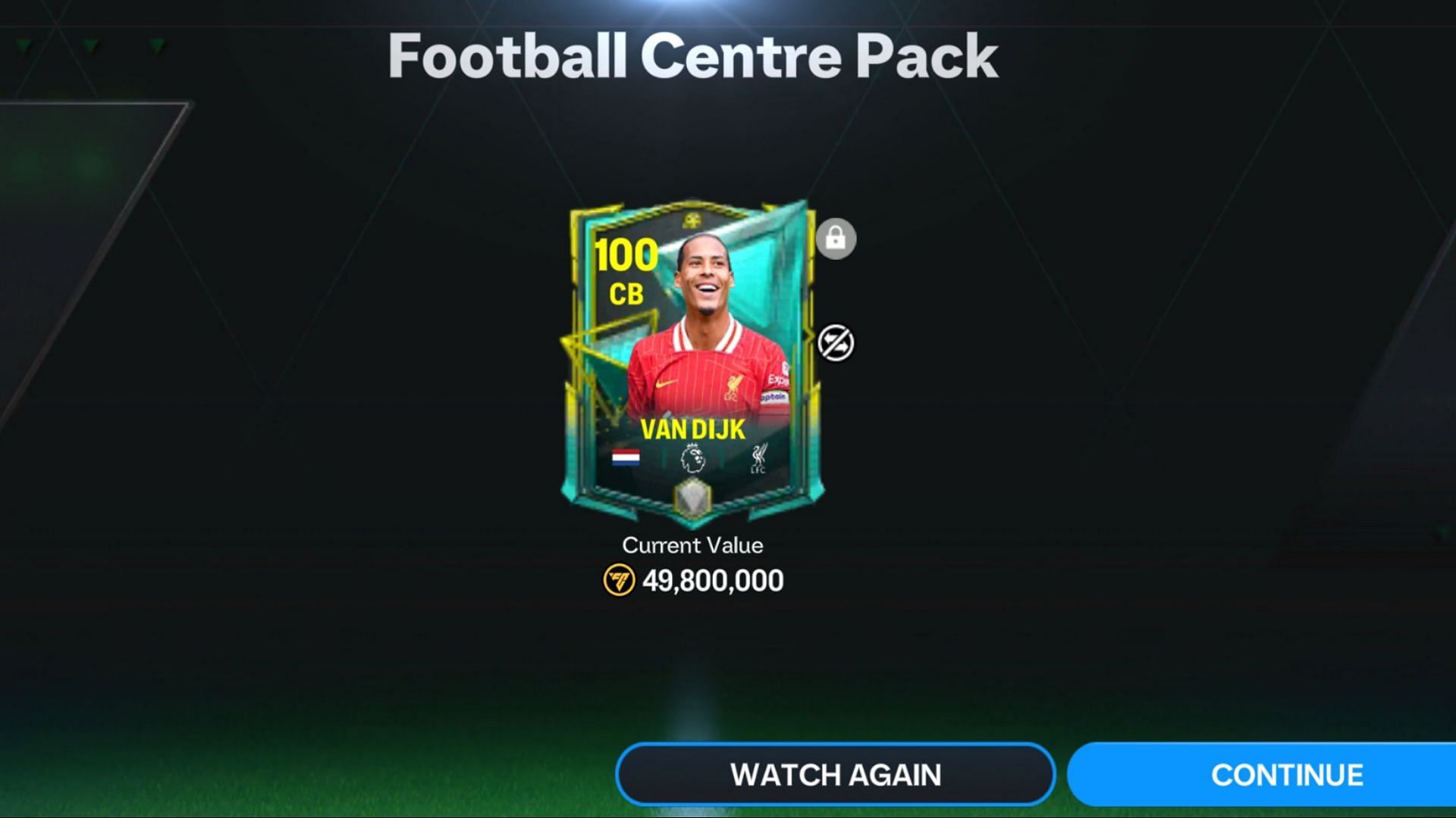 EA Sports is offering a free 100 OVR CB Van Dijk card in EA FC Mobile (Image via EA Sports)