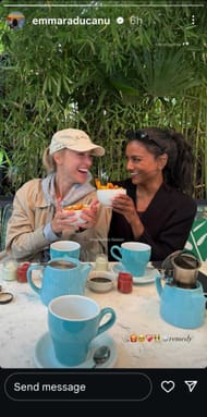 Raducanu's Instagram Story featuring two of her closest friends, including British actress Simone Ashley (right), dated Thursday, May 15, 2025 (Source: Instagram/emmaraducanu)