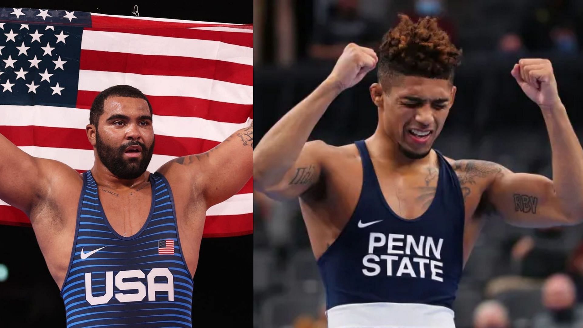 Gable Steveson congratulates Roman Bravo-Young for his victory at the Pan Am Championships [Image Source : Getty] 
