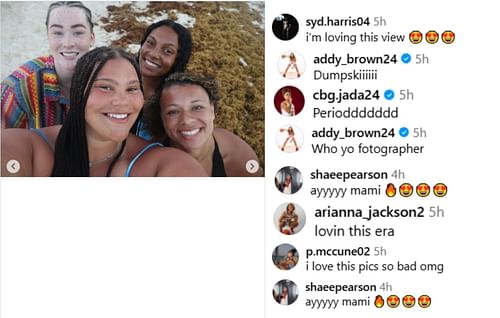 Jada Williams, Sydney Harris, other teammates and program volleyball players react to Crooks' post | via @audicrooks55/ig