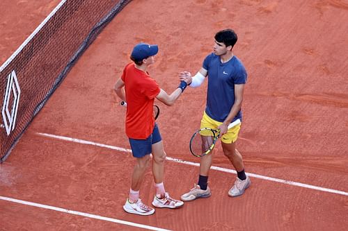 Jannik Sinner and Carlos Alcaraz at the 2024 French Open - Source: Getty