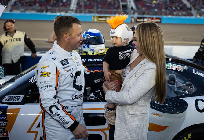 AJ Allmendinger's better half tackles mom duties amid fitness grind