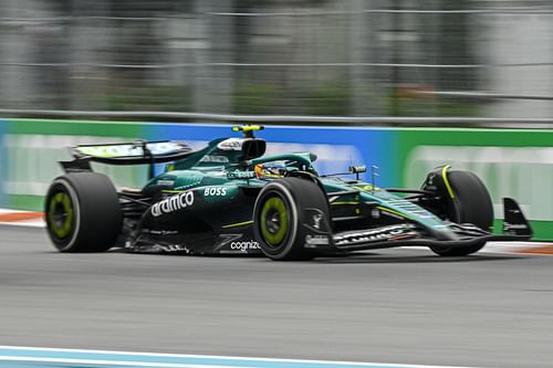 Fernando Alonso on track during the F1 Grand Prix of Miami at Miami International Autodrome on May 04, 2025 - Source: Getty