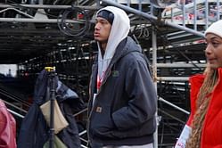 Late NFL legend's son Chris Henry Jr. and Saniyah Hall react as Ohio State hooper Seini Henry flaunts her camo outfit