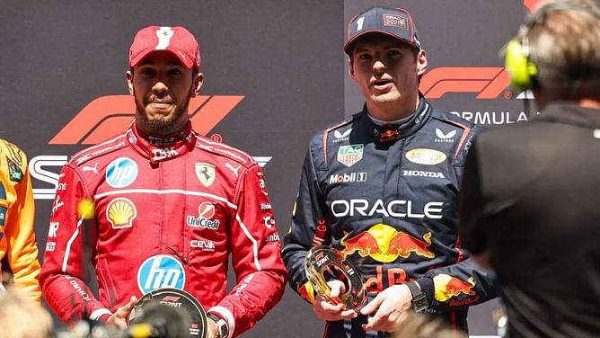 Watch: Max Verstappen points to Lewis Hamilton and drops a witty remark