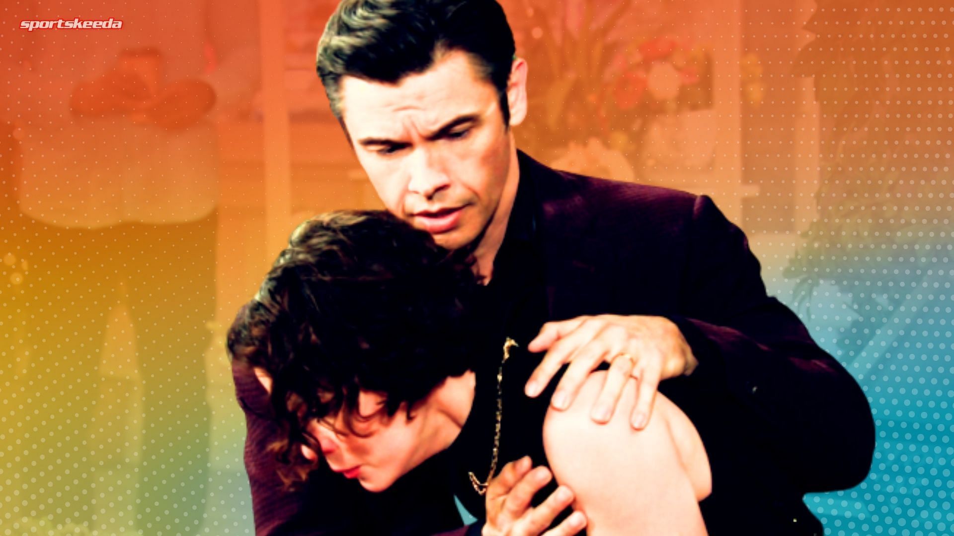 Xander helps as Sarah chokes on Days of Our Lives (Custom cover edited by Sportskeeda, Original images via Peacock/@Days of Our Lives)