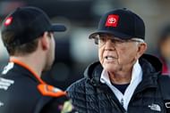 Team owner Joe Gibbs talks to NASCAR Cup Series driver Chase Briscoe at Bowman Gray. Source: Imagn
