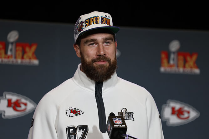 SPOTTED: Travis Kelce poses up with classic Chevy Chevelle for sunny photoshoot in Manhattan