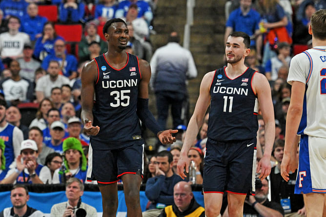 IN PICS: UConn stars Alex Karaban and Samson Johnson celebrate graduation