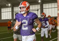 Clemson star Cade Klubnik receives a five word message from Arkansas WR after combined work out